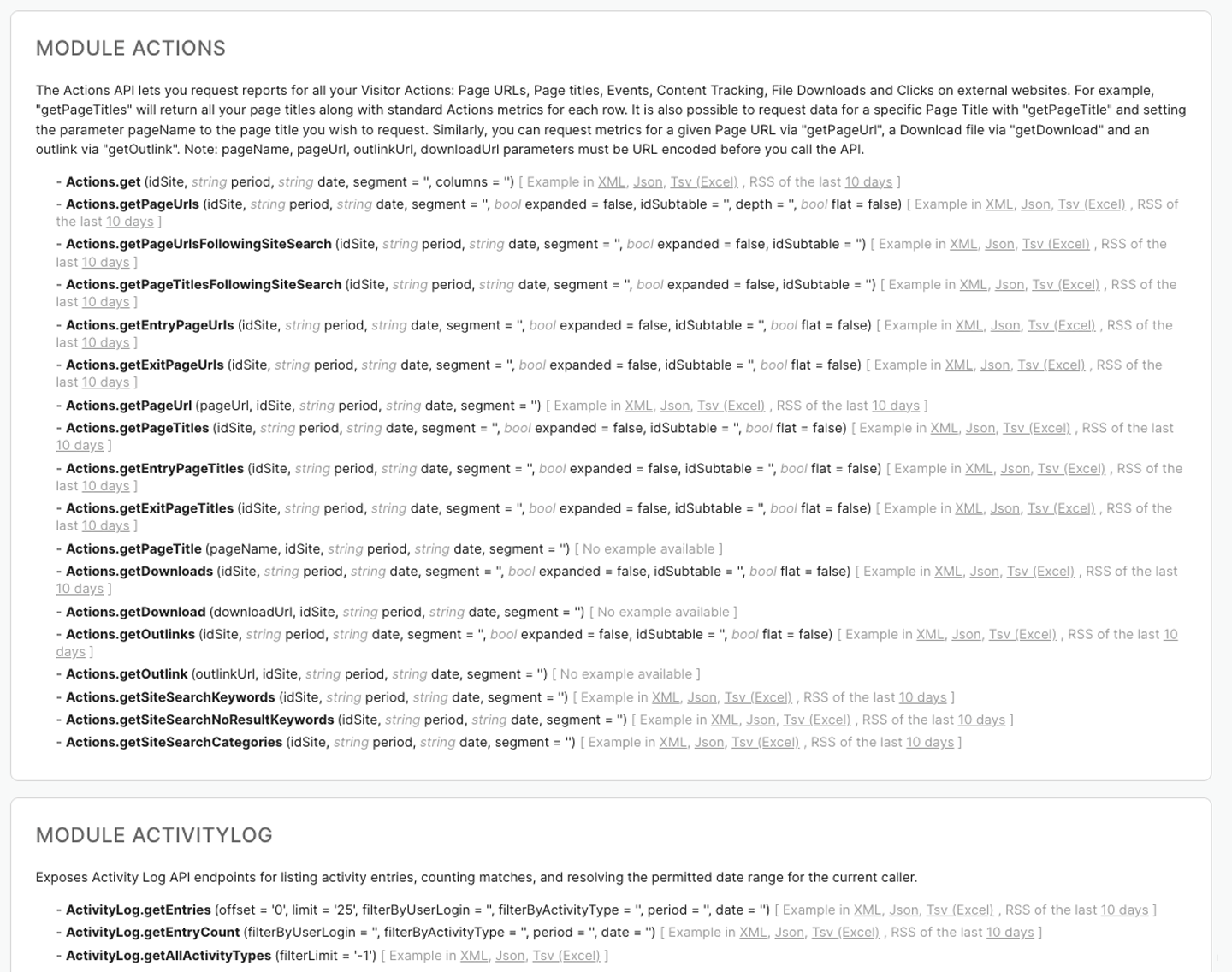 The Ghost Metrics API reference: every report module and method, with example formats